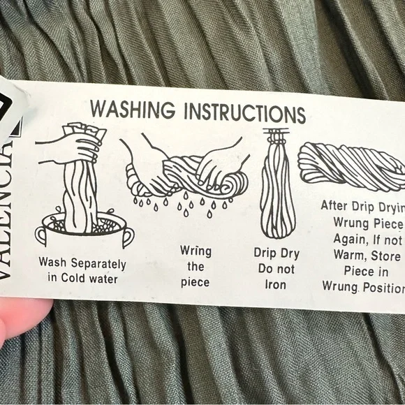 NWT olive green pleated maxi skirt earthy light flattering stretch women L - Picture 7 of 9